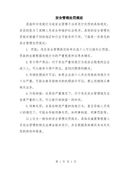 安全管理处罚规定