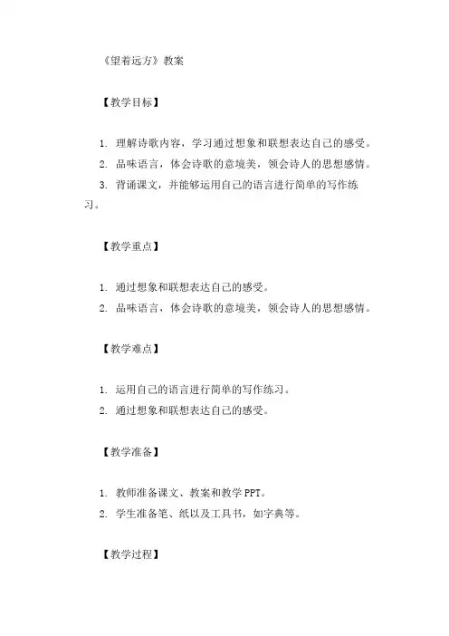 培智语文第十册《望着远方》教案