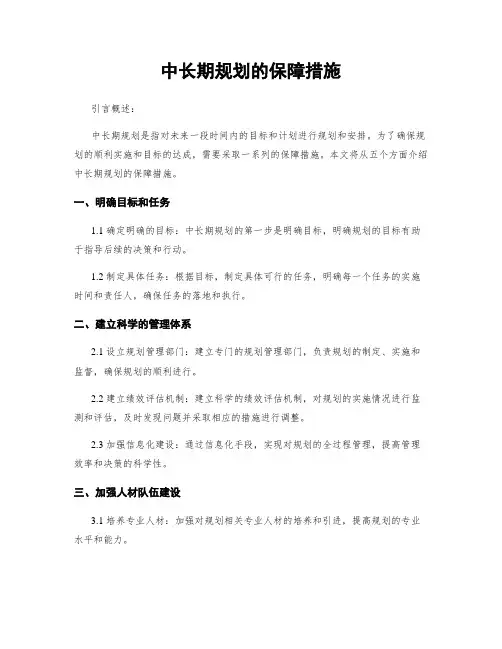 中长期规划的保障措施