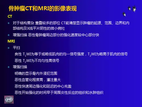 骨肿瘤CT和MRI的影像表现PPT课件