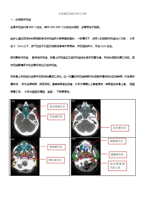 淋巴结(头颈胸分区整理)图示