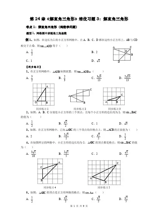 第24章《解直角三角形》培优专题3：解直角三角形