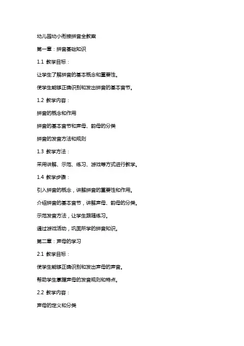 幼儿园幼小衔接拼音全教案