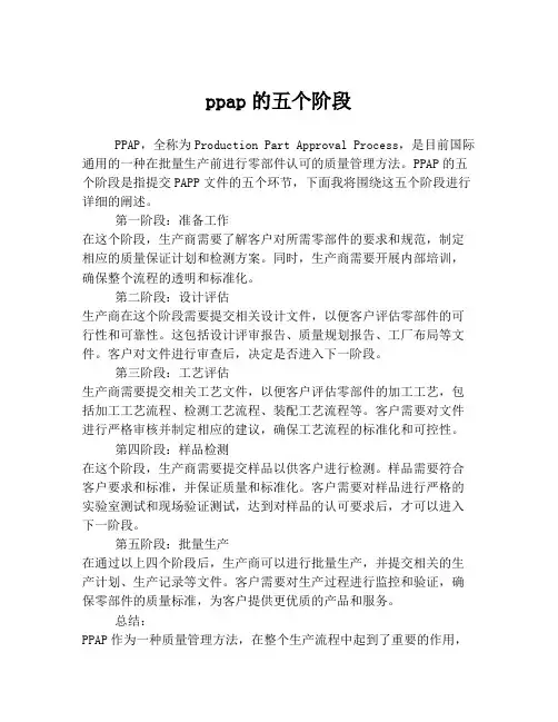 ppap的五个阶段