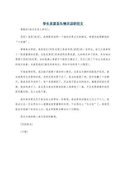 学生发票丢失情况说明范文