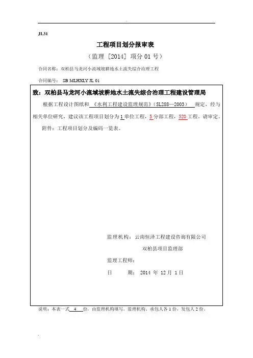 水利工程项目划分