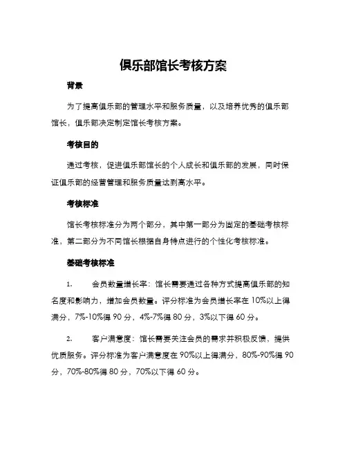 俱乐部馆长考核方案