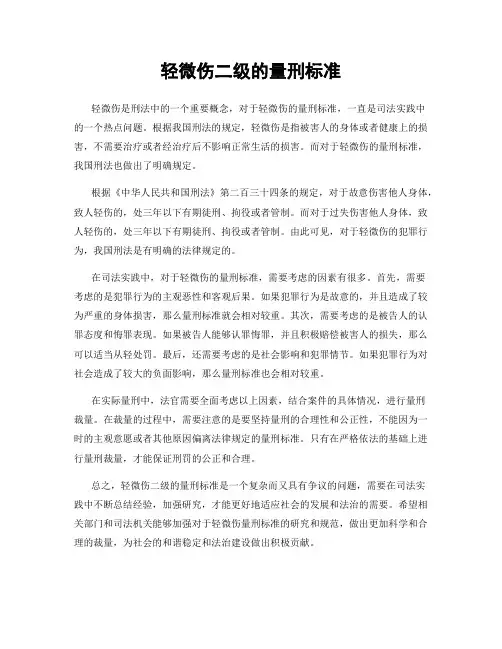 轻微伤二级的量刑标准