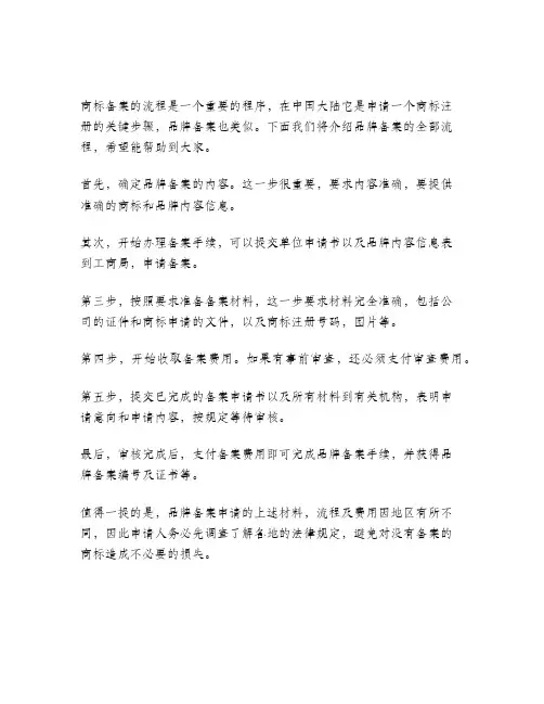 品牌备案流程