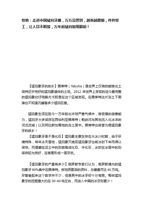 惊绝：走进中国猛犸牙雕，万万没想到，越看越震憾，件件惊工，让人目不暇接，万年前猛犸如现眼前！