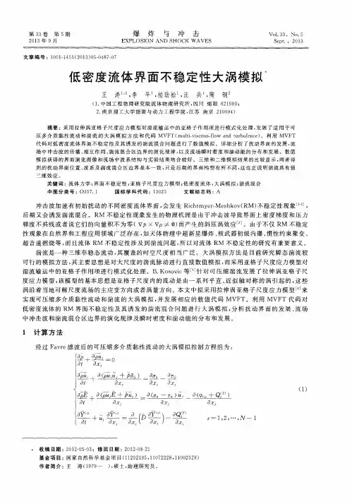 低密度流体界面不稳定性大涡模拟