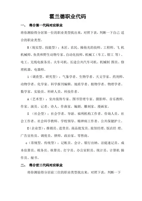 霍兰德职业代码分析