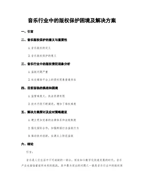 音乐行业中的版权保护困境及解决方案