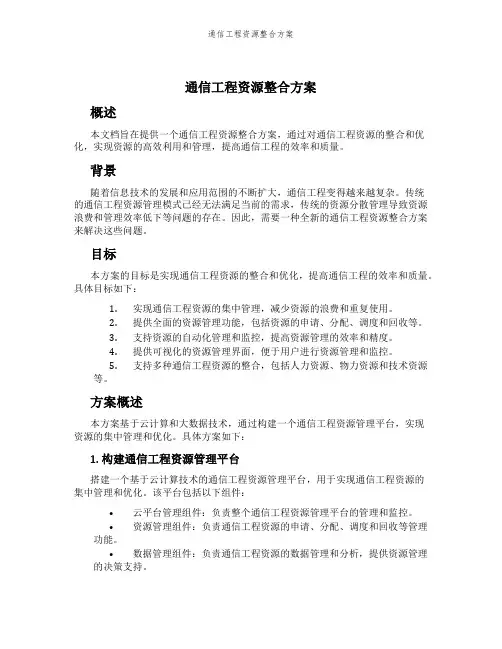通信工程资源整合方案