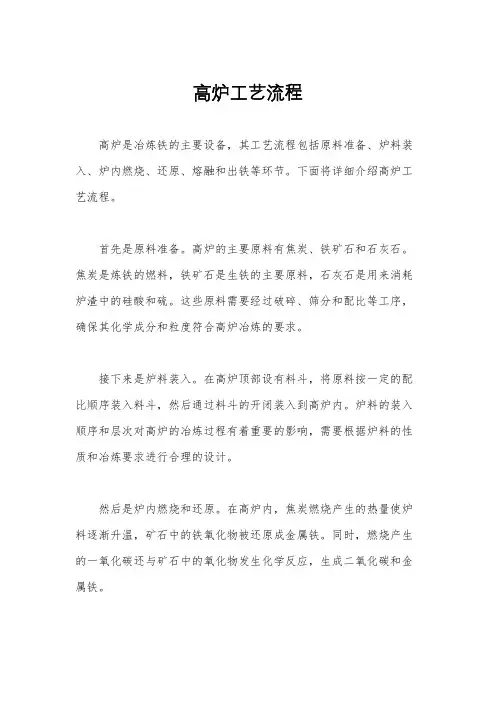 高炉工艺流程
