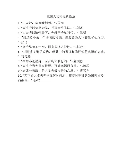 三国大丈夫经典语录