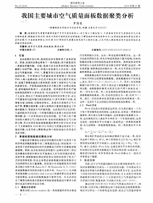 我国主要城市空气质量面板数据聚类分析