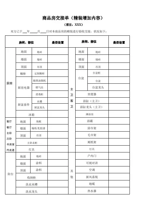 商品房交接清单(精装)