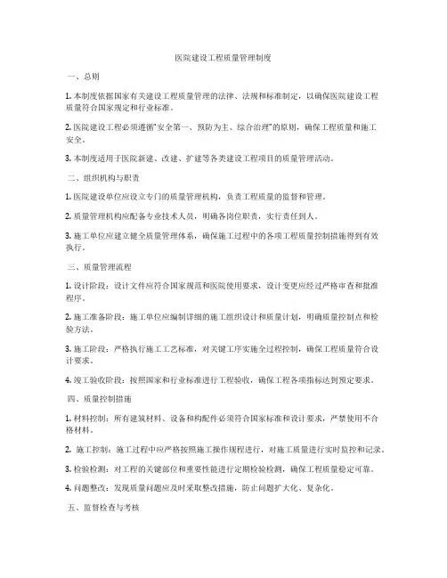 医院建设工程质量管理制度