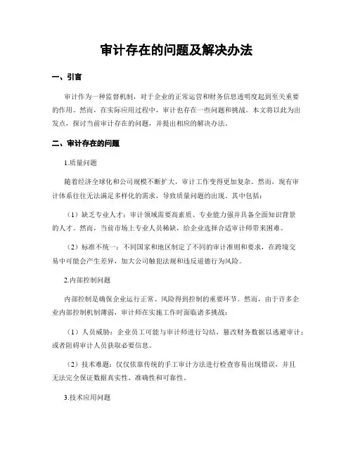 审计存在的问题及解决办法