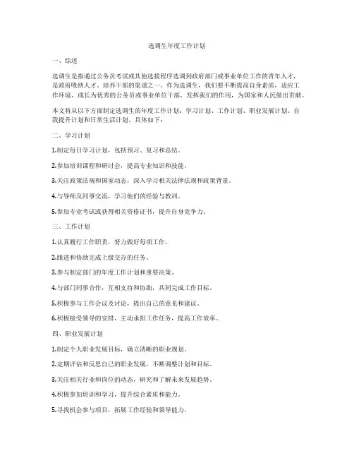选调生年度工作计划