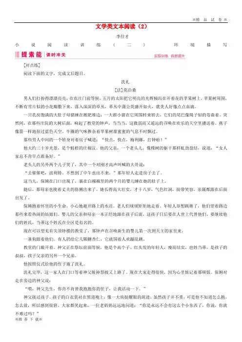 【新部编版】2019-2020年高考语文总复习第二部分现代文阅读专题二文学类文本阅读(2)(含解析)