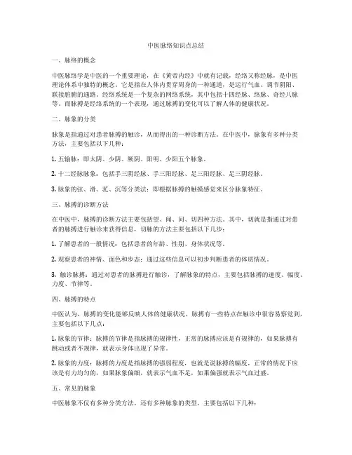 中医脉络知识点总结