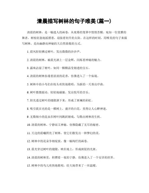 清晨描写树林的句子唯美(精选两篇)
