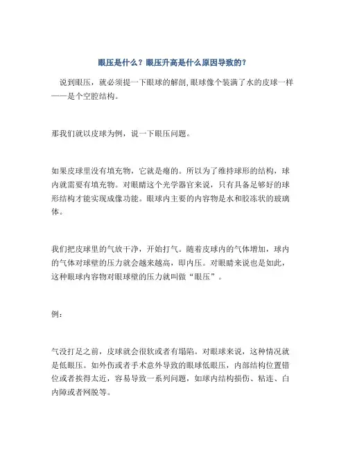 眼压是什么？眼压升高是什么原因导致的？