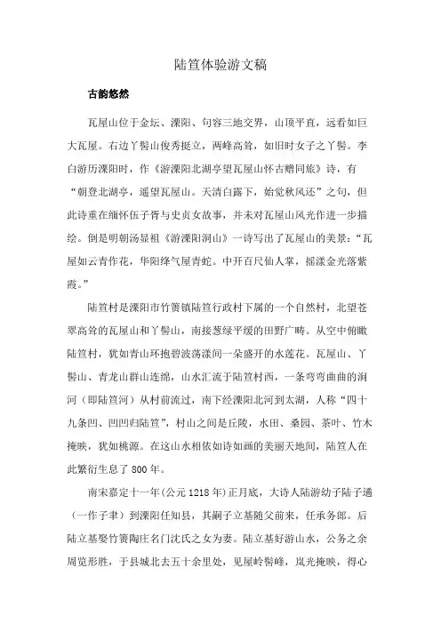 陆笪体验游文稿