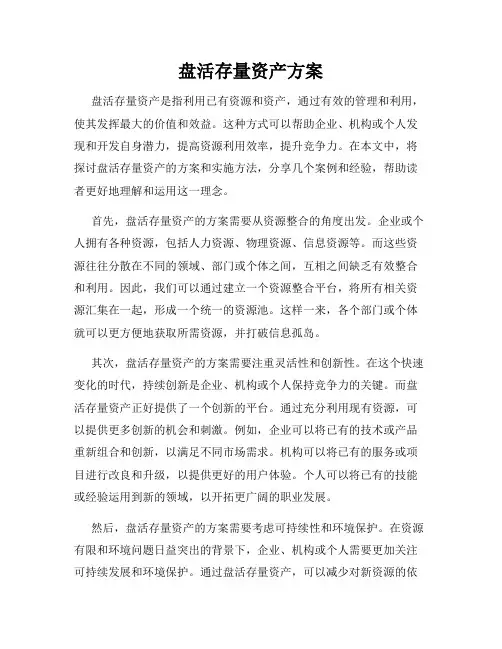 盘活存量资产方案
