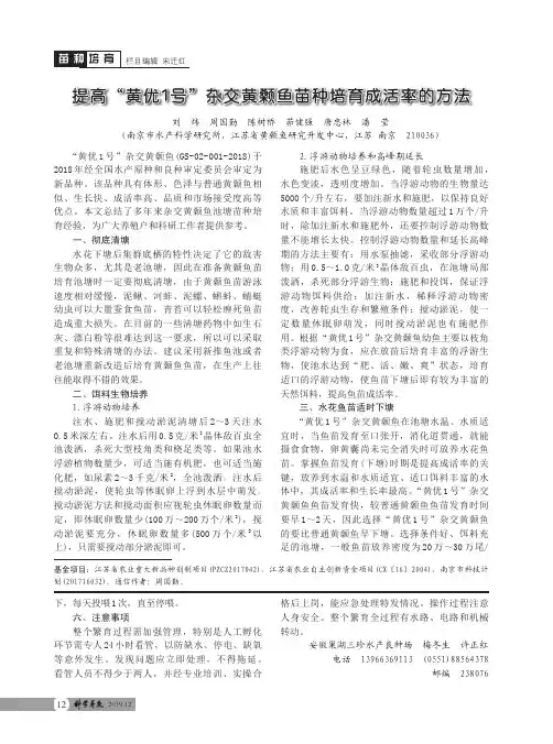 提高“黄优1号”杂交黄颡鱼苗种培育成活率的方法