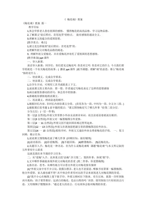 《 梅花魂》教案