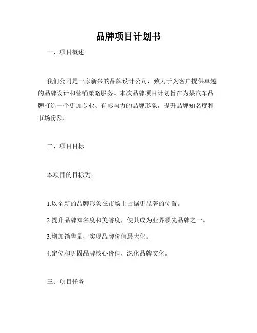 品牌项目计划书