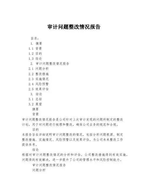 审计问题整改情况报告