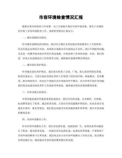 市容环境检查情况汇报