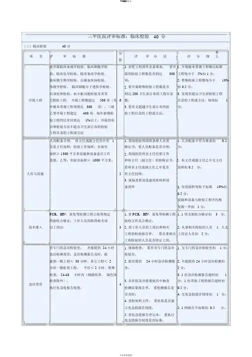 三甲医院评审标准