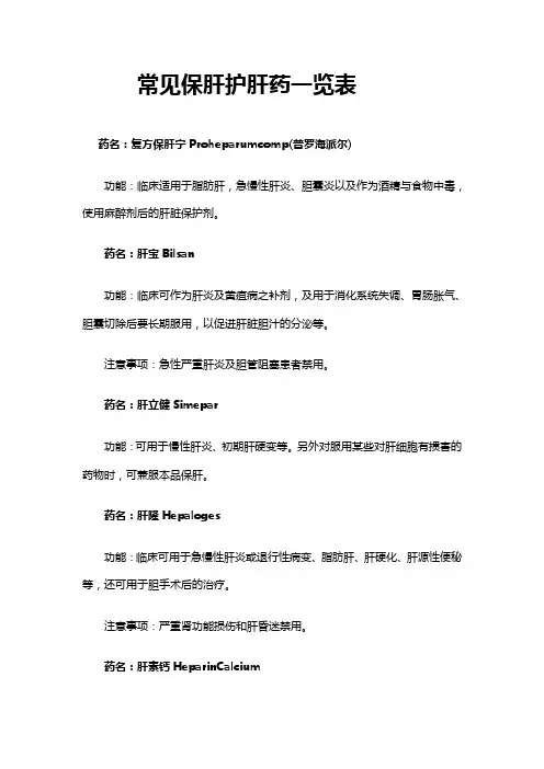 常见保肝护肝药简介