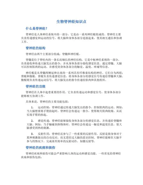 生物脊神经知识点