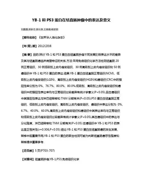 YB-1和P53蛋白在结直肠肿瘤中的表达及意义