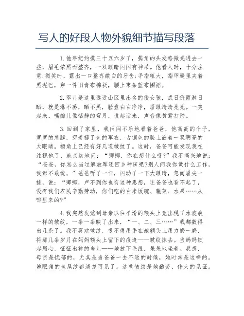 写人的好段人物外貌细节描写段落