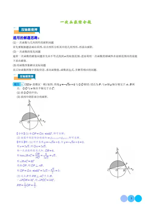 一次函数综合题(解析版)--2024年中考数学压轴题专项训练