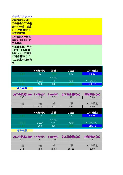机械加工车床工时核算表
