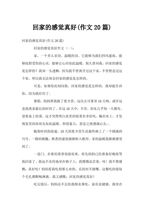 回家的感觉真好(作文20篇)