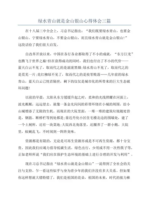 绿水青山就是金山银山心得体会三篇
