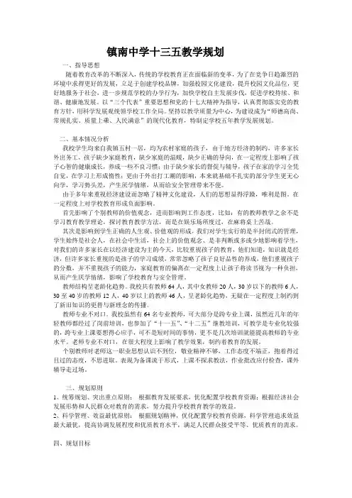 镇南中学十三五教学发展规划
