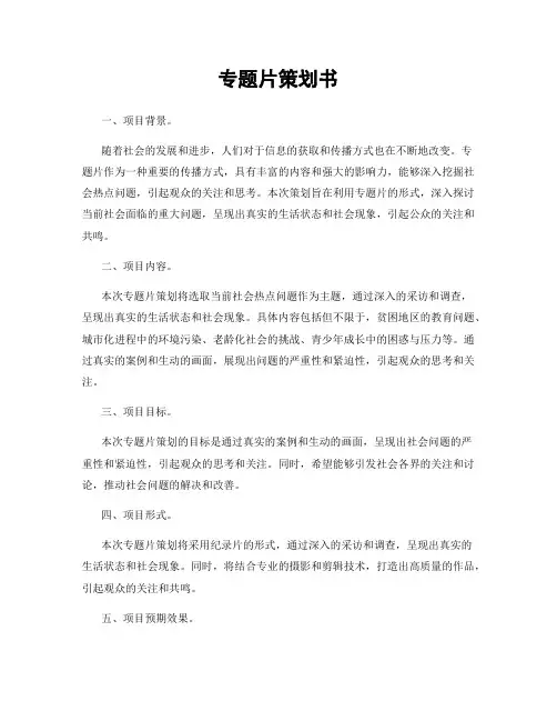 专题片策划书