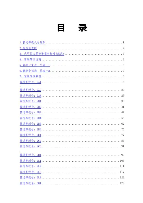压力管道材料等级表