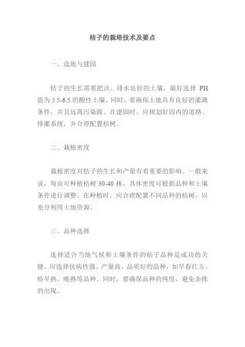 桔子的栽培技术及要点