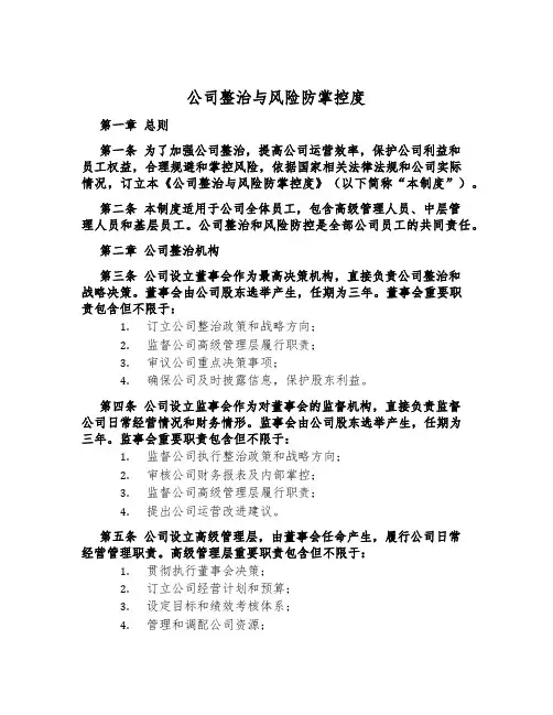 公司治理与风险防控制度